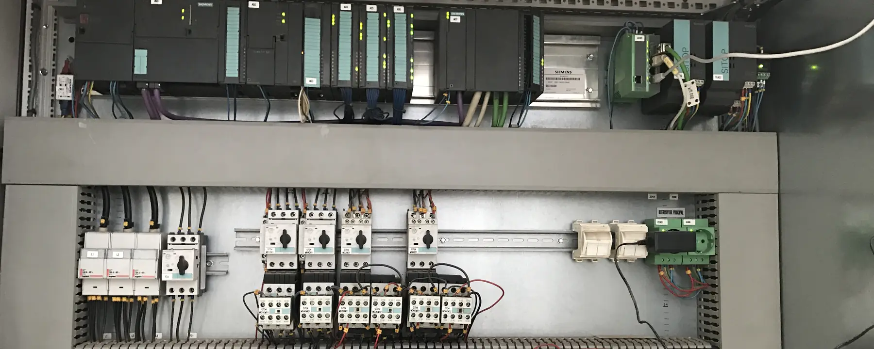 PLC rack in a control cabinet